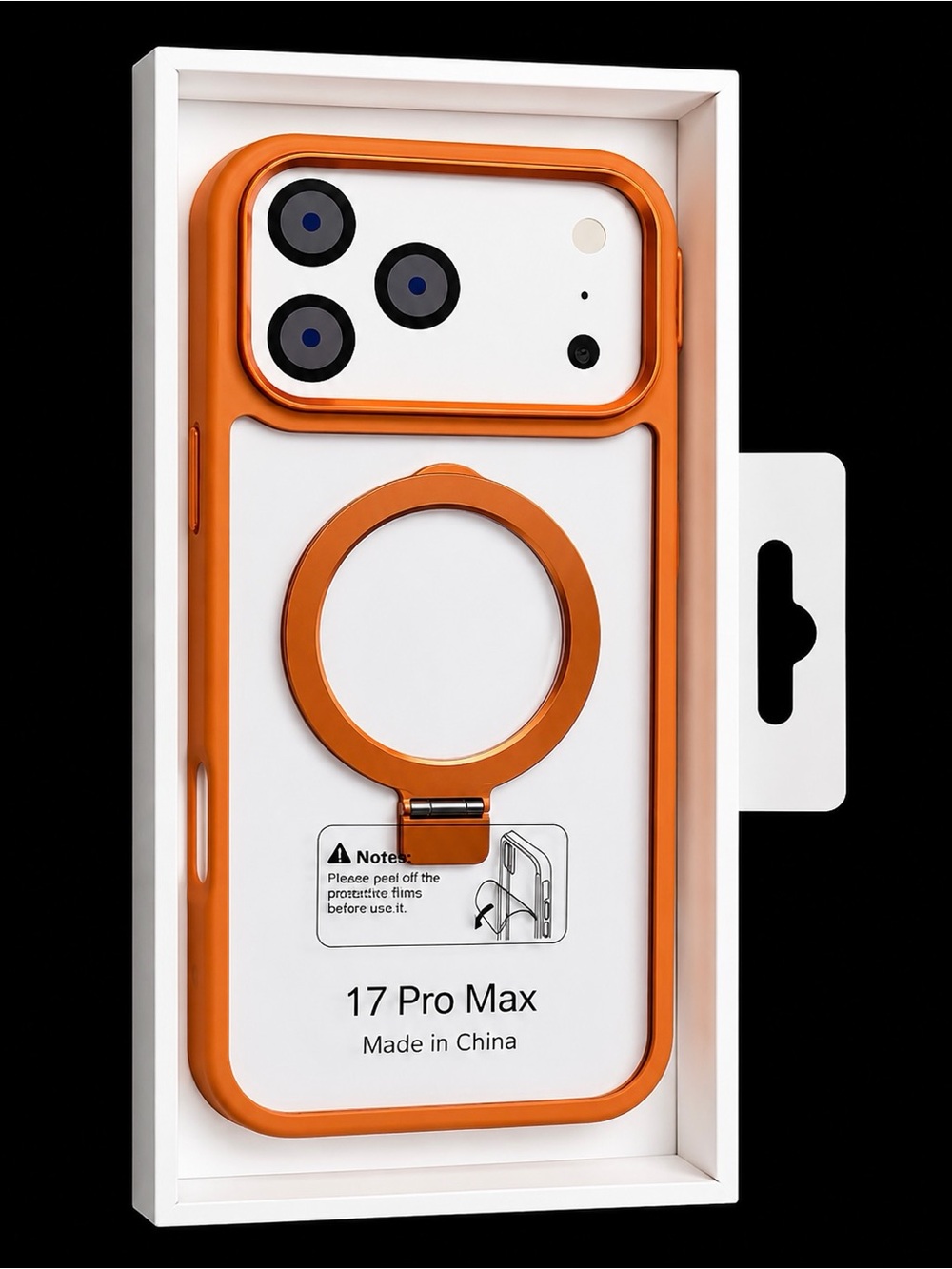 Orange Metal Frame Ring Case for 17 Pro Max